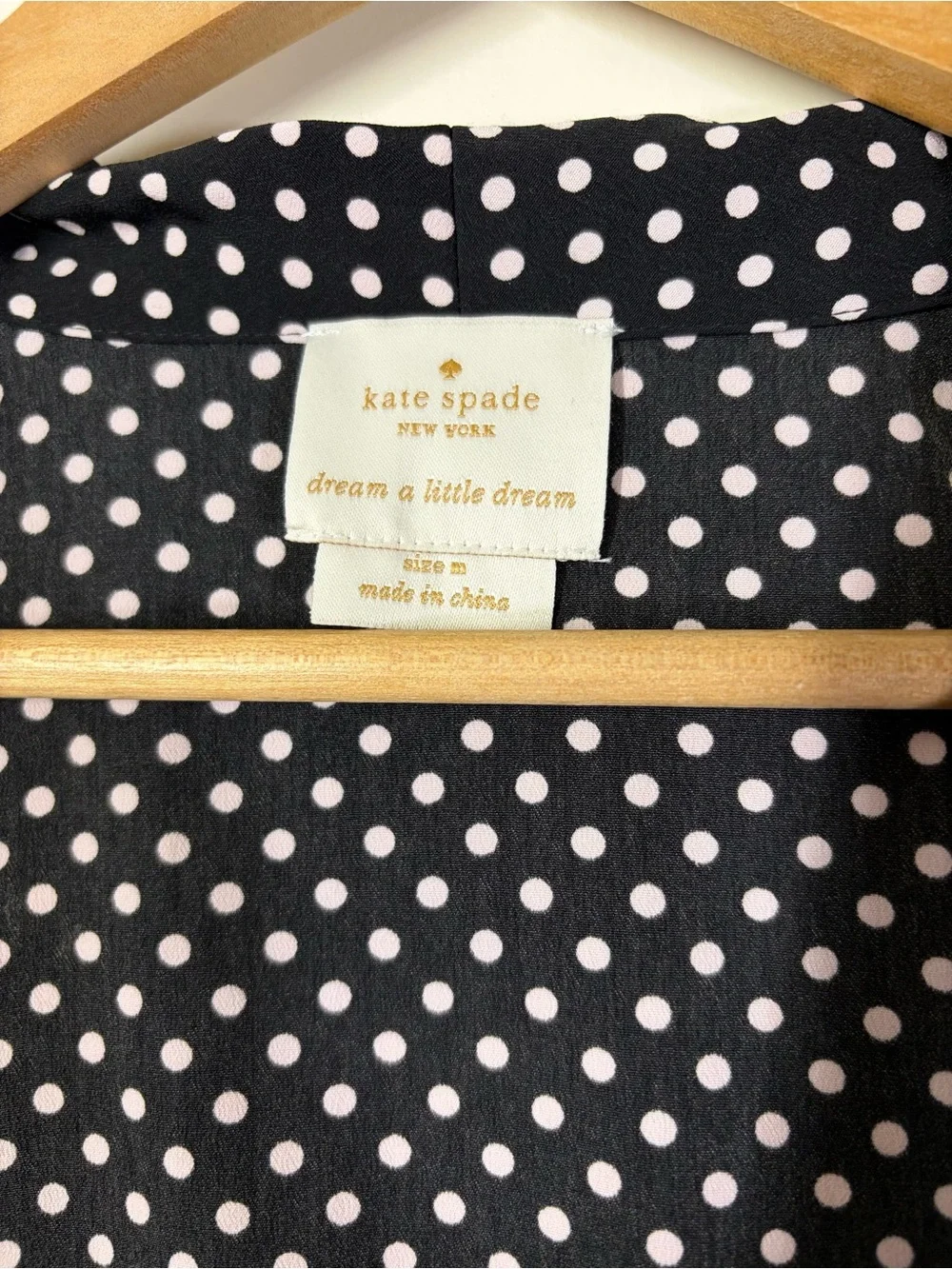 Kate Spade NY Dream A Little Dream Robe M Black Pink Polka Dot Wrap